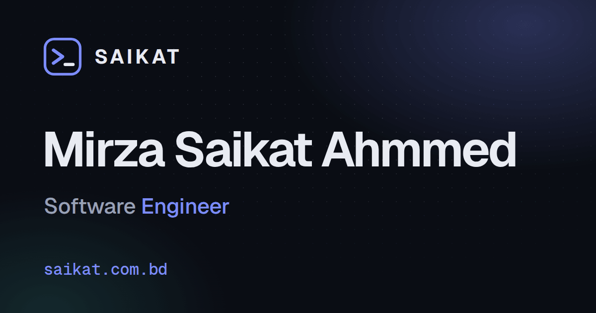 Mirza Saikat Ahmmed | Full Stack Web Developer