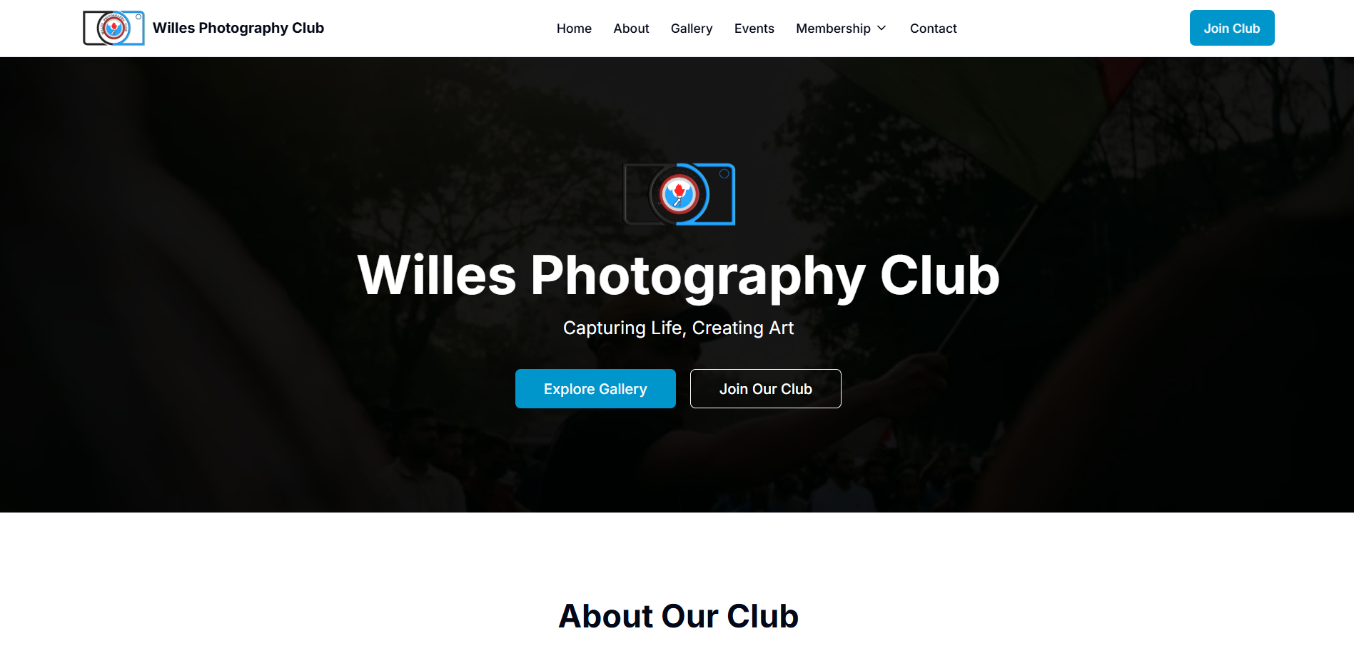 Willes Photography Club – project screenshot